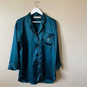 Victoria's Secret Teal Satin Pajama Top *damage*